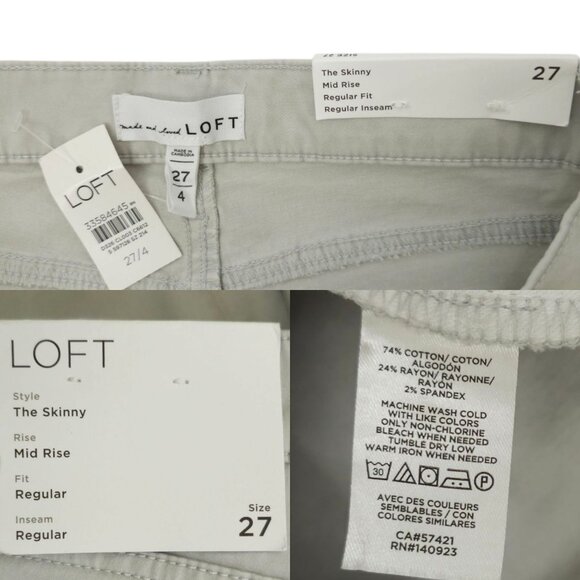 Loft The Skinny Mid Rise Jeans Womens Size 27 Light Gray Denim Regular Fit NWT - Picture 7 of 14